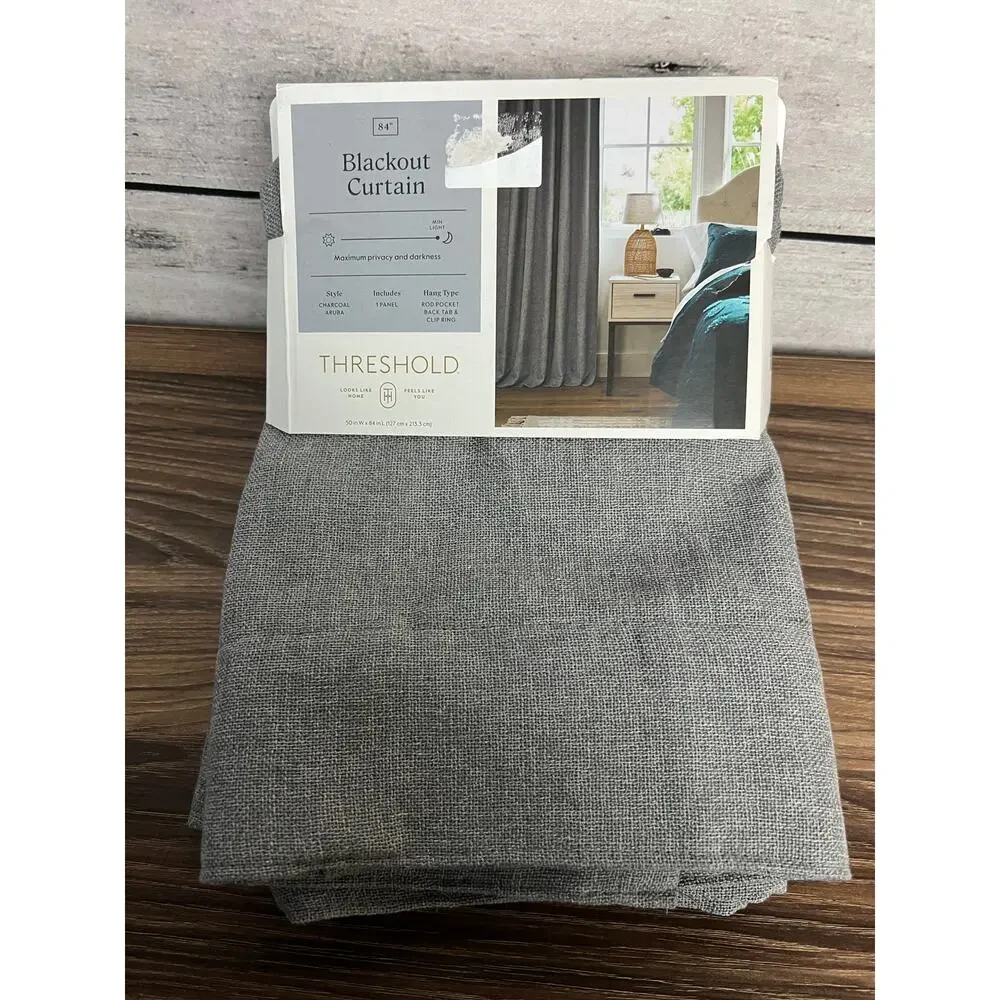 New Threshold Radiant Gray Blackout Aruba (1) Curtain Panel - 50x84